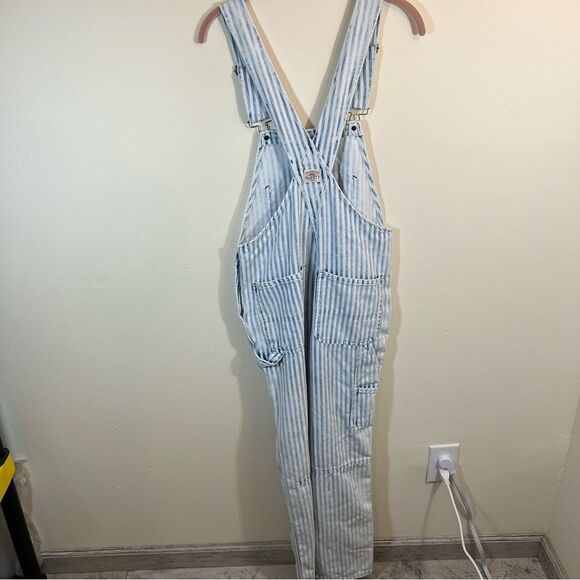 Faherty Topsail Overalls Women’s XS Light Wash Striped Railroad Western Cowgirl - Picture 9 of 14